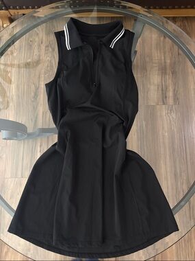Black Sleeveless Polo Dress with Built-In Bra